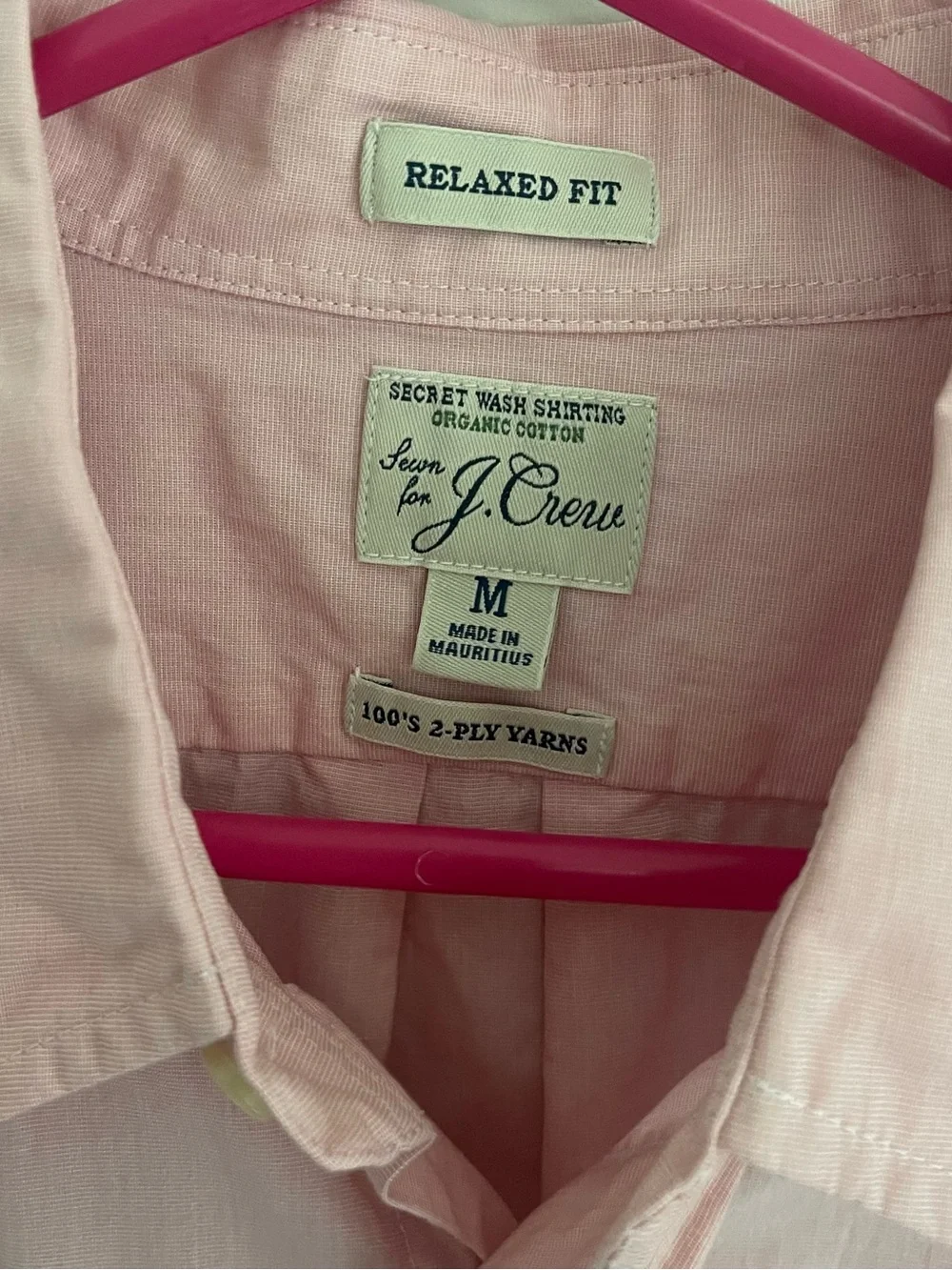J Crew Secret Wash Classic Fit Pink Long-Sleeve Button-Up Shirt